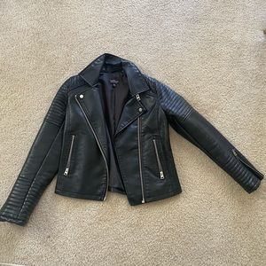BLACK LEATHER JACKET TOPSHOP